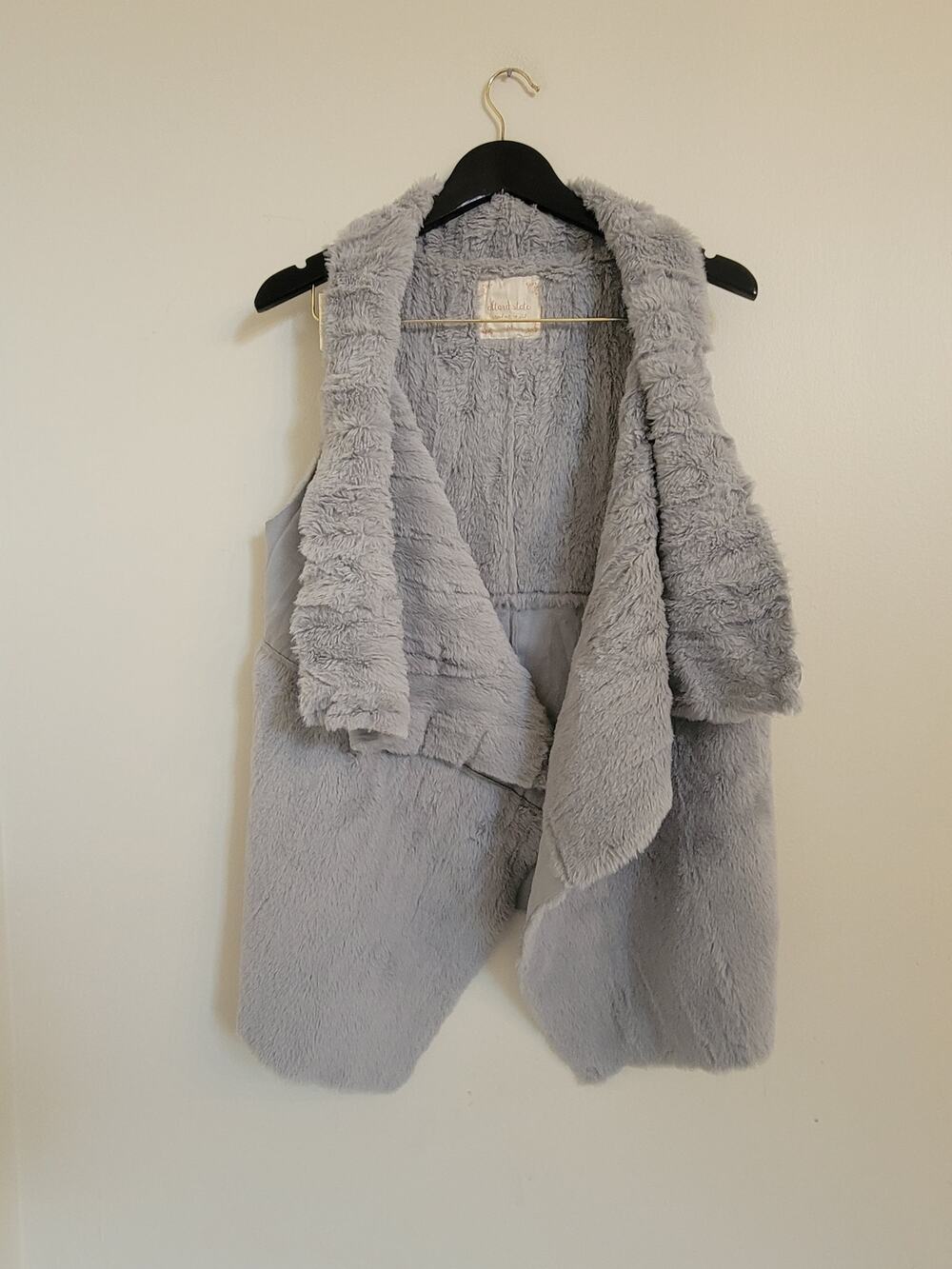 Altar`d State Gray Faux Shearling Vest Open Front SZ M